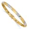 14K Two-tone Yellow and White Gold Polished Satin Diamond-cut Flexible Bangle