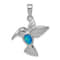 Rhodium Over Sterling Silver Lab Created Opal Inlay Hummingbird Pendant
