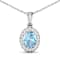 0.96ctw 14K White Gold Aquamarine and White Diamond Pendant with 18 inch
Cable Chain