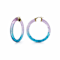 14K Yellow Gold Over Sterling Silver Painted Hoops in Purple and Blue