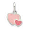 Rhodium Over Sterling Silver Pink Enamel Double Heart Pendant