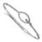 Rhodium Over 14k White Gold Polished Diamond Oval Buckle Hinged Bangle
