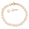 14K Yellow Gold 4-5mm Pink Freshwater Cultured Pearl 5.5 Inch Bracelet
and Earrings Set