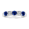 14K White Gold 5-Stone Sapphire and Diamond Band Ring, 1.26ctw