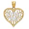 14k Two-tone Gold Polished Filigree Love You Pendant