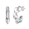 Twisted Open Hoop Earrings In Rhodium Over Brass