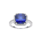 Blue Asscher Cut Lab Created Sapphire with Round White Topaz Rhodium
Over Sterling Silver Halo Ring