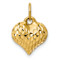 14k Yellow Gold Polished and Textured 3D Heart Pendant