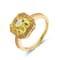 Asscher Cut Lab Created Yellow Sapphire, White Topaz 18K Yellow Gold
Over Sterling Silver Halo Ring
