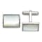 Stainless Steel Polished Mother of Pearl Inlay Cuff Links