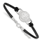 Rhodium Over Sterling Silver NHL LogoArt New York Islanders Leather Bracelet