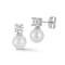 Rachel Zoe Simulated Pearl and CZ Drop Earrings in Rhodium Over Brass