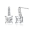 Princess-Cut CZ Solitaire Drop Earrings In White Rhodium Over Brass