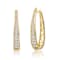Oblong CZ Pave Hoop Earrings In 14K Gold Over Brass