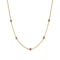 Ruby Color CZ Station Necklace In 14K Gold Over Brass