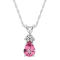 7x5mm Pear Shape Pink Topaz with Diamond Accents 14k White Gold Pendant
With Chain