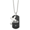 White Cubic Zirconia Stainless Steel Black IP-plated Men's Dog Tag Cross
Pendant With Chain