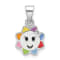 Rhodium Over Sterling Silver Multi-color Enamel Smiling Sun Children's Pendant