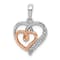 14K Two-tone Gold Diamond Double Hearts Pendant