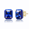 Sapphire Color CZ Radiant-Cut Stud Earrings In 14K Gold Over Brass