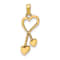 10K Yellow Gold Polished Heart with Dangling Double Heart and Beaded
Tassel Charm