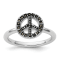 Rhodium Over Sterling Silver Stackable Expressions Marcasite Peace Sign Ring