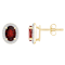 7x5mm Oval Garnet And Created White Sapphire 10k Yellow Gold Halo Stud Earrings
