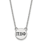 Rhodium Over Sterling Silver LogoArt Pi Beta Phi Small Enamel Pendant Necklace