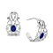 Silver Tone Filigree With Enamel Oval Hoop Earrings