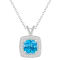7mm Cushion Blue Topaz 1/7 ctw Diamond Rhodium Over Sterling Silver Halo
Pendant with Chain