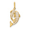 14k Yellow Gold Polished Cubic Zirconia Two Dolphins Pendant