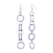 Rhodium Over Sterling Silver Purple Acrylic Circle Links Drop and Dangle Earrings