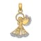 14k Yellow Gold and Rhodium Over 14k Yellow Gold Polished Textured Angel
with Faith Charm