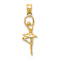14k Yellow Gold Polished and Textured Small Ballerina Pendant