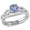 Tanzanite and Diamond 10k White Gold Ring 1.14ctw