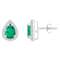 7x5mm Pear Shape Created Emerald And Created White Sapphire 10k White
Gold Halo Stud Earrings