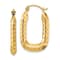 14k Yellow Gold Polished and Textured 1" Rectangle Hoop Earrings
