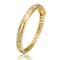 Grooved CZ Bangle Bracelet In 14K Gold Over Brass