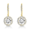 CZ Halo Drop Earrings In 14K Gold Over Sterling Silver