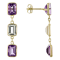 Amethyst and White Topaz 7x5mm Rectangular Octagonal 14K Yellow Gold
Dangle Earrings