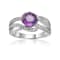 Round Amethyst with White Sapphire Accents Crossover Ring, 1.12ctw