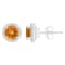 6mm Round Citrine 1/5 ctw Diamond Rhodium Over Sterling Silver Halo Stud Earrings