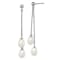 Rhodium Over Sterling Silver 7-8mm White Freshwater Cultured Pearl Post
Dangle Earrings