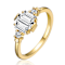 Baguette CZ Cocktail Ring In 14K Gold Over Brass