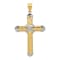 Rhodium Over 14K Two-tone Gold and Rhodium Greek Key Cross Pendant