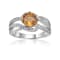 Round Citrine with White Sapphire Accents Crossover Ring, 1.12ctw