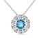 Swiss Blue Topaz Birthstone Necklace with Moissanite Accents Sterling
Silver  Pendant with Chain