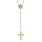 Symbols Of Faith Gold Tone Blue Beaded Rosary with Mary and Child Decal