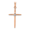 14k Rose Gold and Rhodium Over 14k Rose Gold Cross Pendant with Diamond