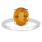 10x8mm Oval Citrine and 1/10 ctw Diamond Rhodium Over Sterling Silver Ring